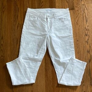 Loft modern skinny crop white jeans with black details